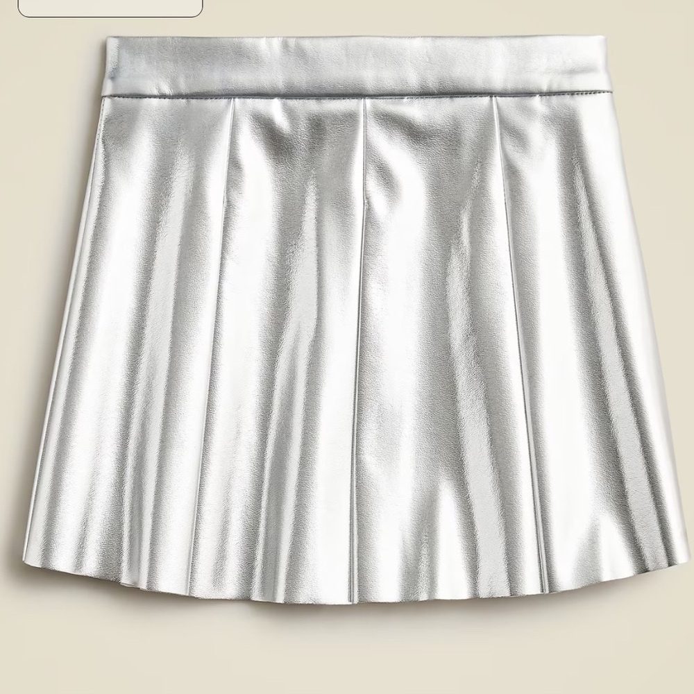 J crew silver Girls' pleated pull-on skirt in metallic